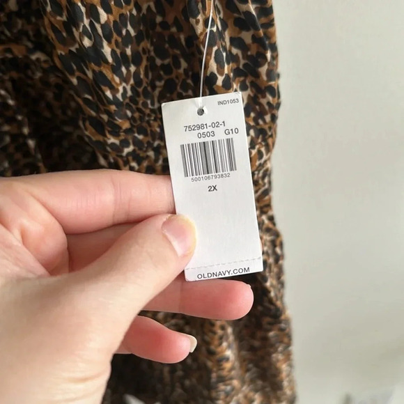 Old navy leopard print plus size waist-Defined Ruffle-Trim Mini Dress size 2X - Picture 7 of 9